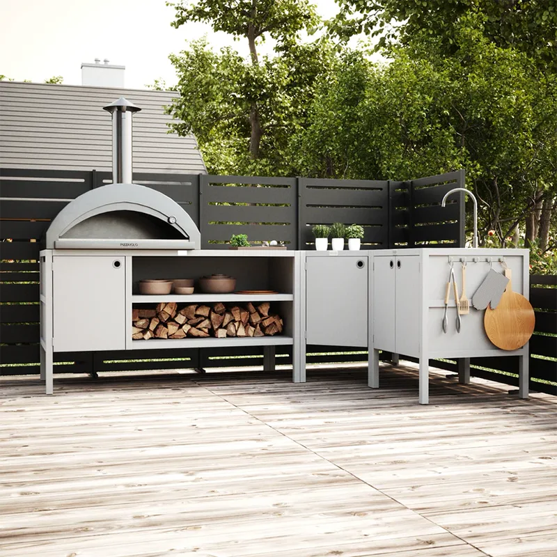 Double Layer Outdoor Kitchen Cabinet with a Door