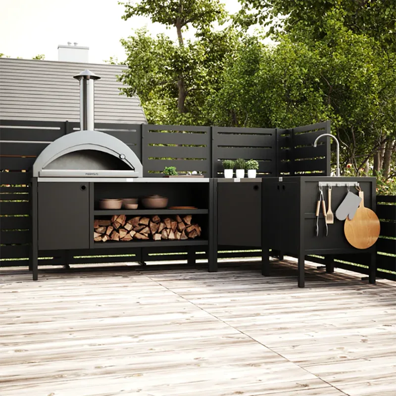 Double Layer Outdoor Kitchen Cabinet with a Door