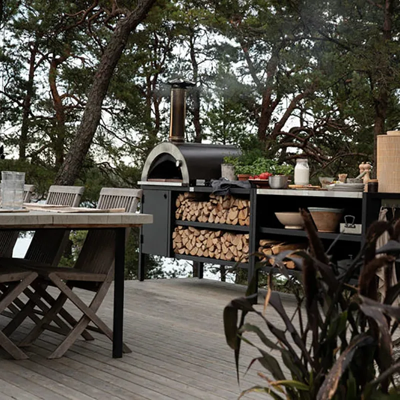 Double Layer Outdoor Kitchen Cabinet with a Door