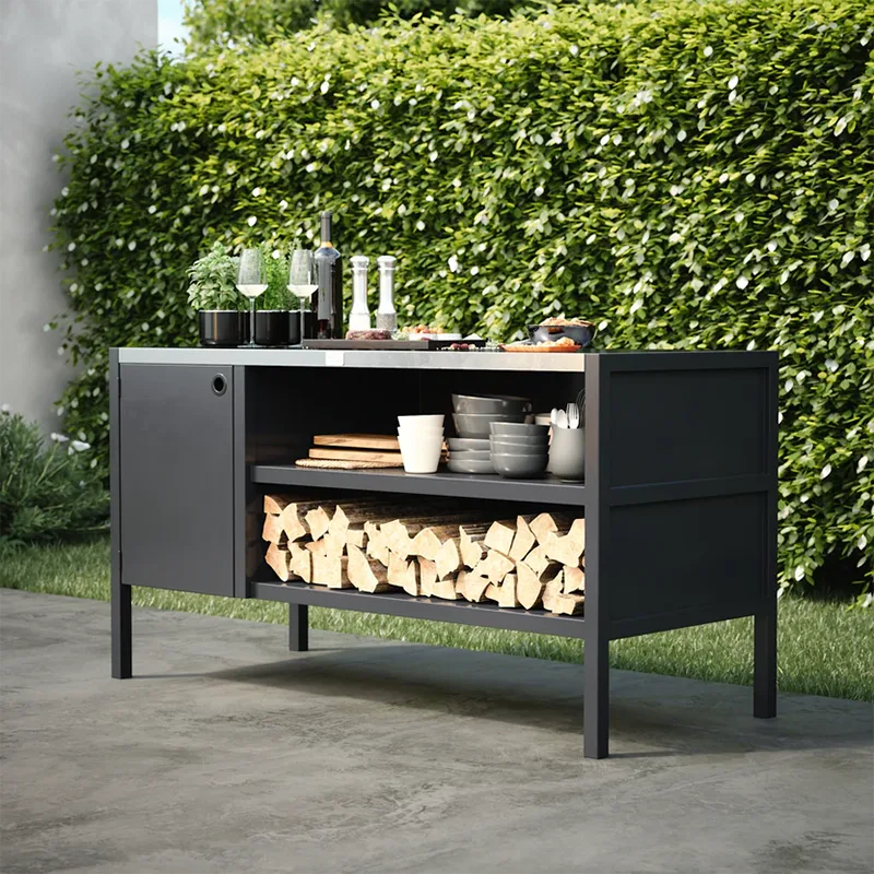 Double Layer Outdoor Kitchen Cabinet with a Door