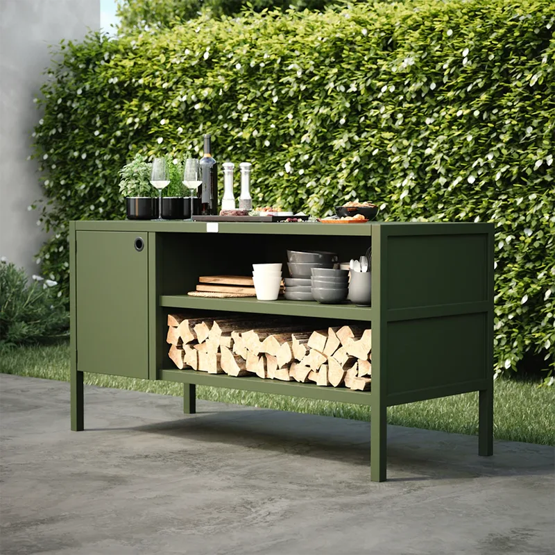 Double Layer Outdoor Kitchen Cabinet with a Door