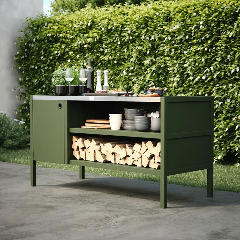 Double Layer Outdoor Kitchen Cabinet with a Door
