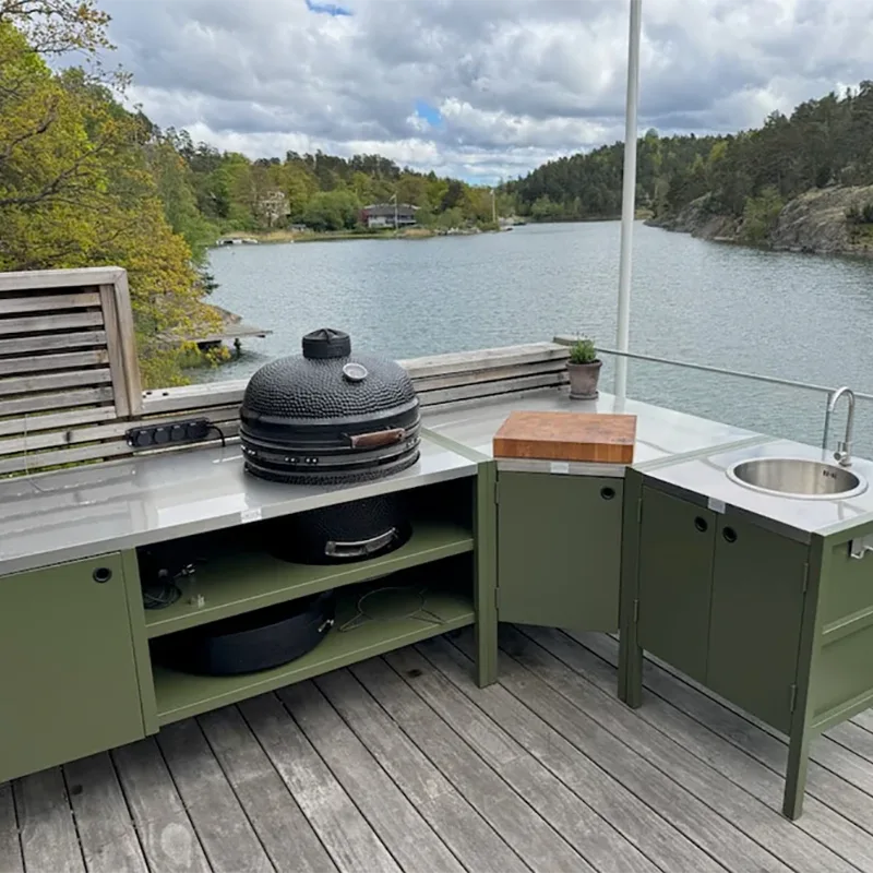 Double Layer Outdoor Kitchen Cabinet with a Door