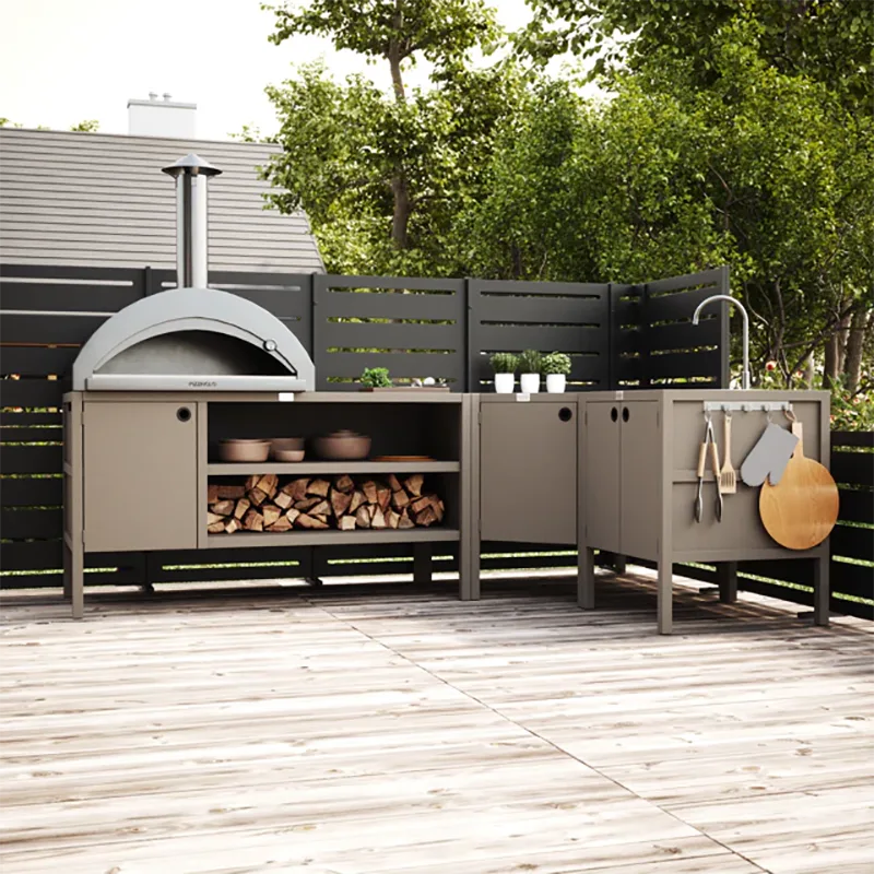 Double Layer Outdoor Kitchen Cabinet with a Door