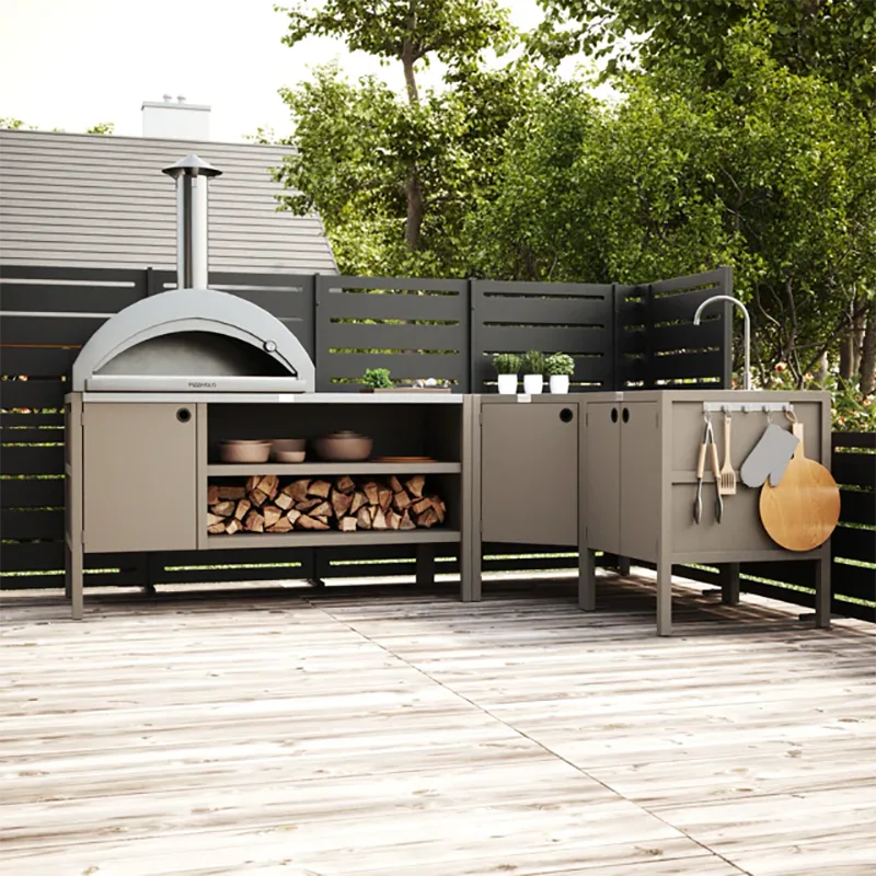 Double Layer Outdoor Kitchen Cabinet with a Door
