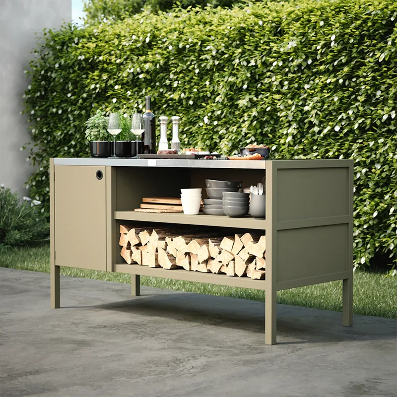 Double Layer Outdoor Kitchen Cabinet with a Door