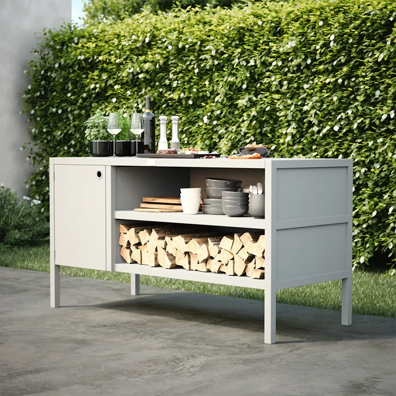 Double Layer Outdoor Kitchen Cabinet with a Door