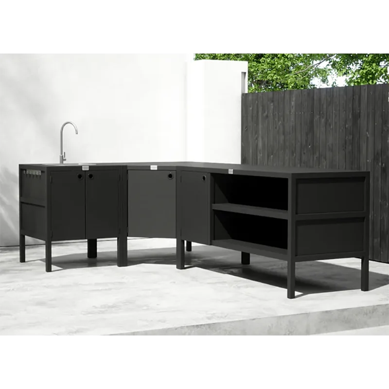 Double Layer Outdoor Kitchen Cabinet with a Door