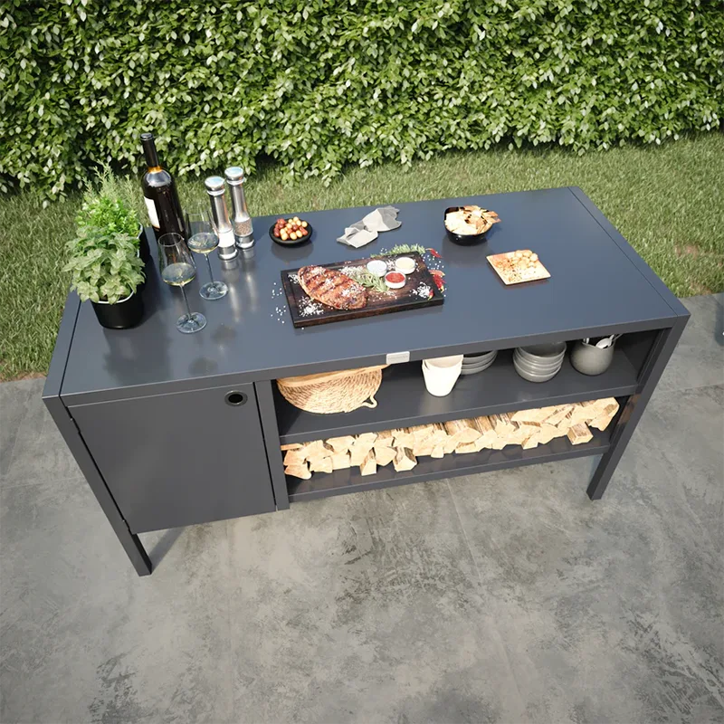 Double Layer Outdoor Kitchen Cabinet with a Door